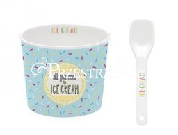 KUBECZEK PORCELANOWY DO LODÓW z ŁYŻECZKĄ - Ice Cream Blue