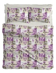 Matex Pościel bawełniana 220x200 paczłork serca walentynki fioletowa R19 Ranforce