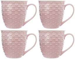 Kubek ceramiczny z uchem do picia kawy herbaty napojów różowy zestaw kubków 580 ml 4 szt.