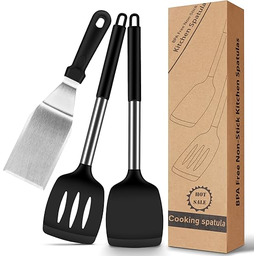 Silikonowa szpatułka kuchenna, odporna na wysokie temperatury, z tworzywa sztucznego, nie zawiera BPA, zestaw przyborów kuchennych, czarna, nieprzywierająca szpatułka do gotowania, 2 sztuki