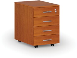 Kontenerek biurowy mobilny PRIMO WOOD, 4 szuflady, czereśnia