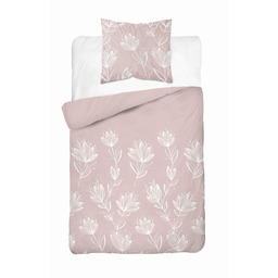 Detexpol Pościel flanelowa 140x200 pudrowa kwiaty z jedną poszewką 4946 A Flanela 2024