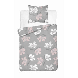 Detexpol Pościel flanelowa 140x200 szara kwiaty z jedną poszewką 4945 A Flanela 2024