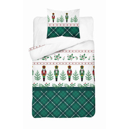 Detexpol Pościel flanelowa 140x200 Świąteczna zielona Dziadek do orzechów z jedną poszewką 4938 B Flanela 2024