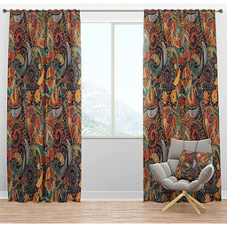 DesignQ Zasłony zaciemniające "Paisley kwiatowy wzór" zasłony do sypialni, zasłony do salonu, zasłony i zasłony - izolacja termiczna - pojedynczy panel - 132 x 163 cm