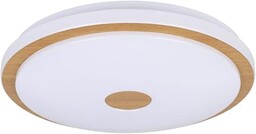 EGLO Lanciano 1, ściemnialny panel LED z pilotem zdalnego sterowania, lampa sufitowa z efektem kryształu metalu, drewna i tworzywa sztucznego w kolorze białym i brązowym, ciepła biel, Ø 40 cm