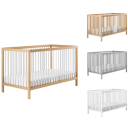 Be4home łóżeczko drewniane 120x60 białe szczebelki + materac