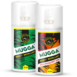 Mugga Strong Spray 50% DEET + Mugga Classic Spray 9,5% DEET.