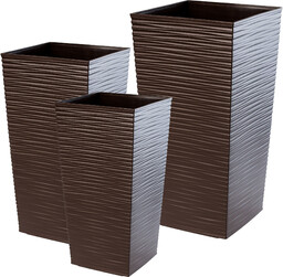 Donice na kwiaty z wkładem Tuluza dłuto 30 cm + 35 cm + 40 cm, mokka