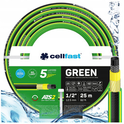 Wąż Ogrodowy 1/2" 25m Mocny Cellfast 5-WARSTW Elastyczny Odporny Green ATS2