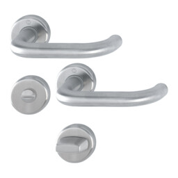 Baden - Klamki z okrągłym szyldem do WC, srebrna