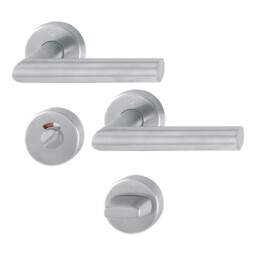 Amsterdam - Klamki ze stali nierdzewnej okrągłym szyldem do WC, F69