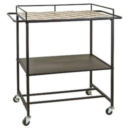 Villa Collection NORDIC Wózek Barowy na Kółkach - Czarny z Kamiennym Blatem