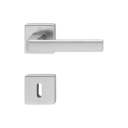 Dublin - Klamki z kwadratowym szyldem, alu satynowe, srebrna