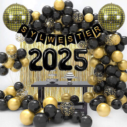 ŚCIANKA DEKORACJA ZESTAW BALONÓW NA SYLWESTRA, SYLWESTER 2025 81SZT