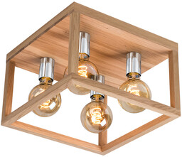 Lampa sufitowa cztero-punktowa KAGO drewno dębowe kolor dąb olejowany oprawka chrom, 9158474 9158474
