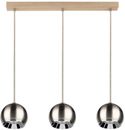 Lampa wisząca z drewna Ball w zestawie 3xLED GU10 5W Dąb Olejowany/Satynowany Metal 5141374