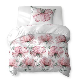 Detexpol Pościel bawełniana 140x200 biała w duże różowe kwiaty 5770 A Cotton Bloom