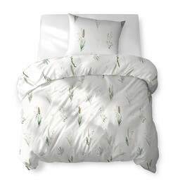 Detexpol Pościel bawełniana 140x200 biała w trawy i kłosy 5771 A Cotton Bloom