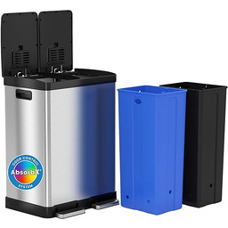 iTouchless SoftStep kosz na śmieci, stal nierdzewna, z pedałem, do kuchni, biura, domu, srebrny, 60 l, 60 l