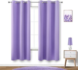 KOUFALL Zasłony lawendowe do sypialni dziewcząt, zestaw 2 paneli, zaciemniające zasłony termiczne blokujące światło, izolacja termiczna, zasłony do pokoju młodzieżowego, akademika, fioletowe, 102 x