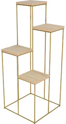 Elior Stojący kwietnik z metalowym stelażem złoty + dąb sonoma W6-L57