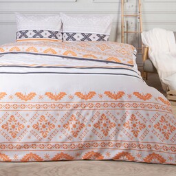 Darymex Pościel flanelowa 160x200 Świąteczna biała pomarańczowa szara śnieżynki 31492/1 Flanela 3