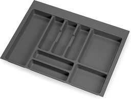 Emuca - Organizer sztućców, organizer do szuflady kuchennej, tacka na sztućce, 8 przegródek, moduł 70 cm, plastik, szary antracyt