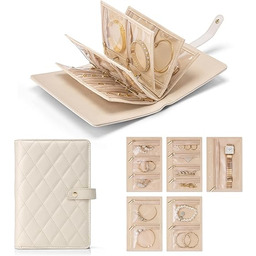 Vlando Prezent dla nauczyciela dla kobiet, podróżny organizer do przechowywania biżuterii, segregator pierścieniowy z przezroczystym zamkiem błyskawicznym, aksamitny woreczek na biżuterię na