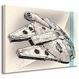 Gwiezdne Wojny Star Wars Episode VII (Millennium Falcon Pencil Art) - obraz na płótnie