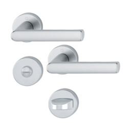 Hamburg - Klamki z okrągłym szyldem do WC, kolor naturalne aluminium