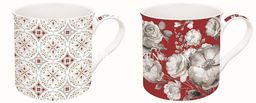 KUBKI PORCELANOWE W PUDEŁKU - TREND & COLOUR Red & White (178 TCRB ) - Kpl. 2 Szt.