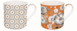 KUBKI PORCELANOWE W PUDEŁKU - TREND & COLOUR Orange & White (178 TCOB) - Kpl. 2 Szt.