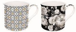 KUBKI PORCELANOWE W PUDEŁKU - TREND & COLOUR Black & White (178 TCBB) - Kpl. 2 Szt.