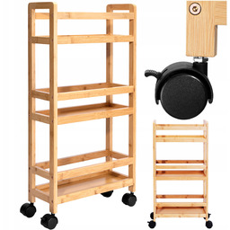 Półka Regał Kuchenny Łazienkowy Bambusowy Wąski Na Kółkach