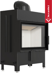 Kominek powietrzny stalowy KRATKI LUCY prawy 14 kW Ø 200 czarne
