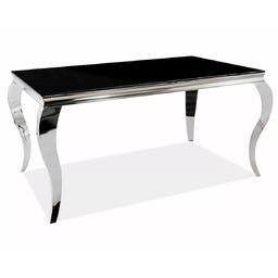 Stół Prince 150x90 cm czarny blat ze szkła hartowanego i chromowane nogi w stylu glamour
