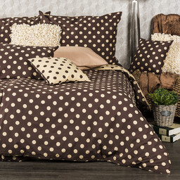 4Home Pościel bawełniana Kropka Czekolada, brązowy, 140 x 200 cm, 70 x 90 cm