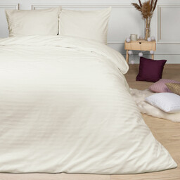 Darymex Pościel satynowa 160x200 kremowa pasy jednobarwna Cizgili adamaszkowa