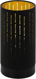 EGLO Lampa stołowa Varillas, 1-punktowa lampa stołowa, lampka nocna ze stali i tkaniny, lampa do salonu w kolorze czarnym, złotym, lampa z przełącznikiem, oprawa E27