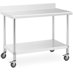 Stół blat roboczy przyścienny z rantem na kółkach 1 półka 120 x 60 cm do 158 kg