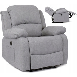 Fotel Wypoczynkowy Elektryczny Z Podnóżkiem Rozkładany Tkanina Szary BONO 2