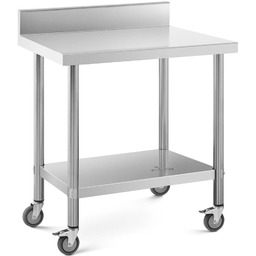 Stół blat roboczy przyścienny z rantem na kółkach 2 poziomy 60 x 80 cm STAL