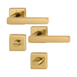 Dallas - Klamki z kwadratowym szyldem do WC z mosiądzu, złoty F78 Resista