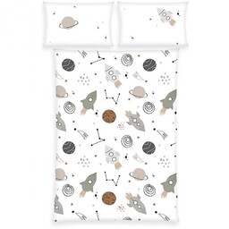 Herding Pościel flanelowa 100x135 Kosmos biała wielokolorowa