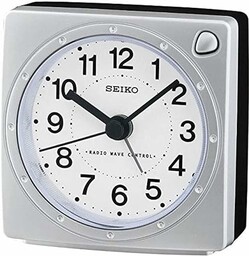 Seiko QHR201S Unisex analogowy budzik plastikowy biały, Srebrny, Nowoczesny