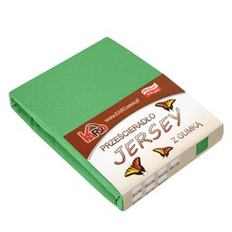 KARO Prześcieradło jersey z gumką 90x200 zielone groszkowe 015 grube 150g/m2