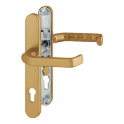 Liverpool - Komplet klamek aluminiowych na szyldzie 36 mm, kolor złoty