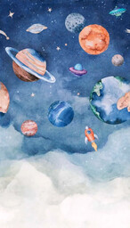 Fototapeta dla dzieci planety kosmos Grandeco Orom 2 A77201 159x280 cm