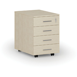 Kontenerek biurowy mobilny PRIMO WOOD, 4 szuflady, brzoza